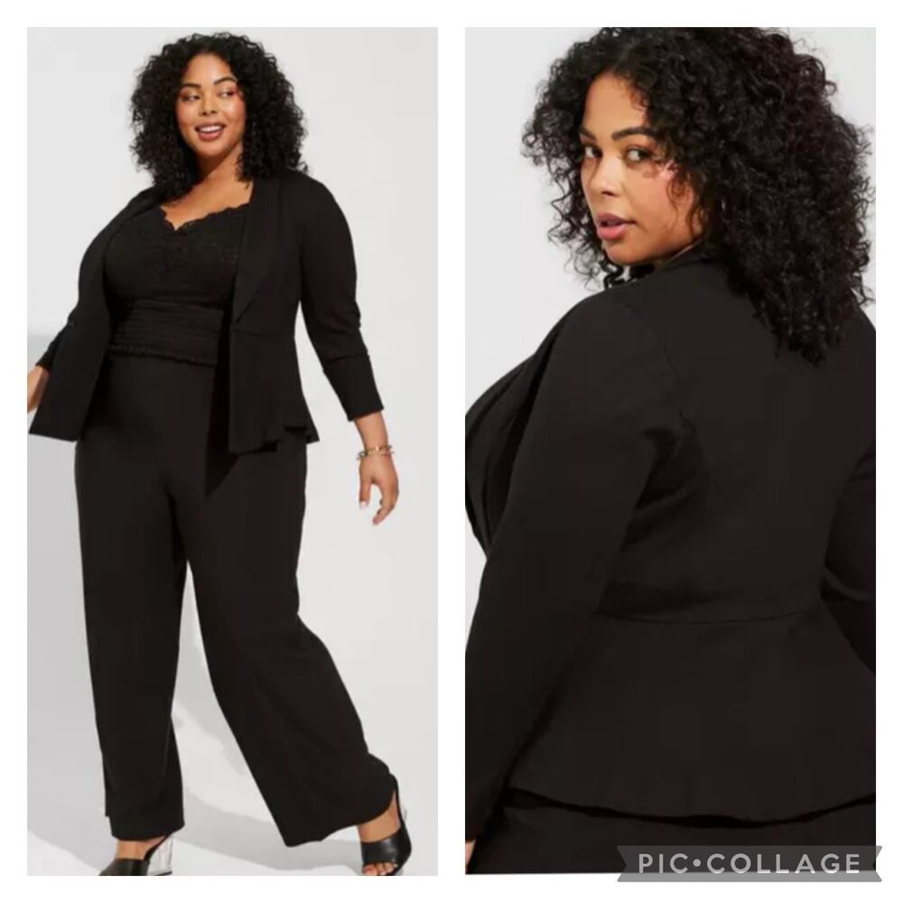 Torrid Studio Luxe Ponte Peplum Blazer Black Plus Size 4X